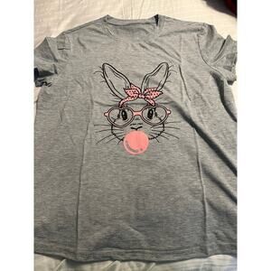 easter shirt size medium cute bunny, blowing gum